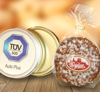 Blechdose mit Logo und Elisenlebkuchen